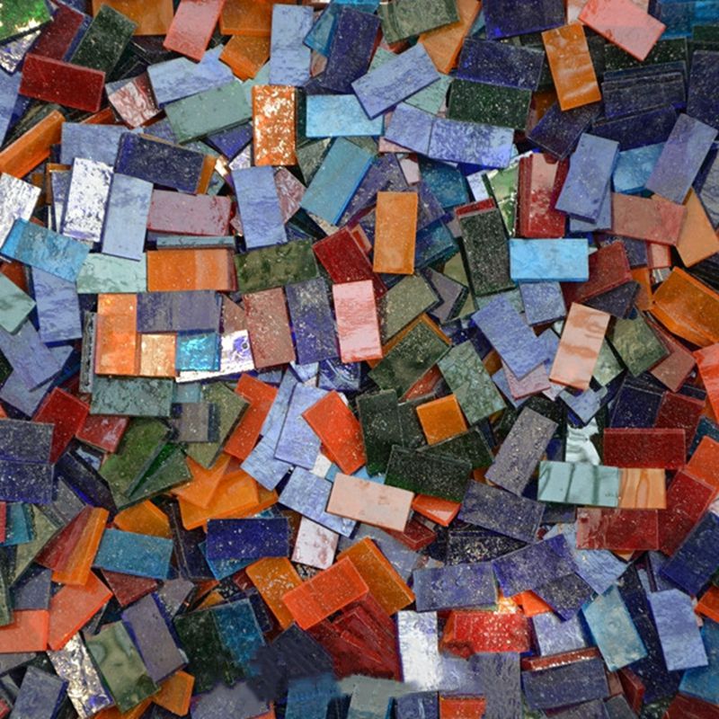 100g DIY Mixed Color Mosaic Inlay Tiles Wall Handmade Materials Glass Mica Piece Regular Collage Material Craft ZXY9798