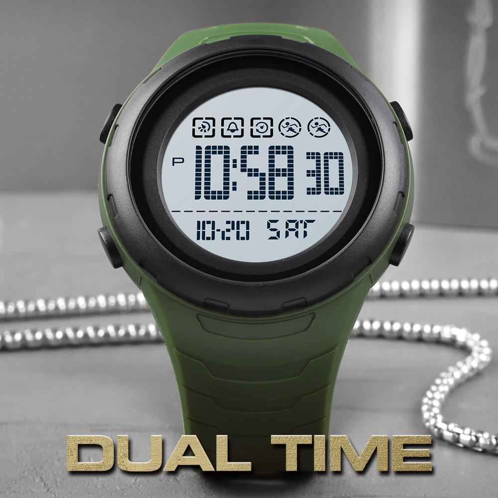 Skmei Japan Batterij Digitale Horloge Voor Man Led Light Dual Time Sport Big Dial Klok Waterdicht Pu Band Mannen horloge Reloj 1674