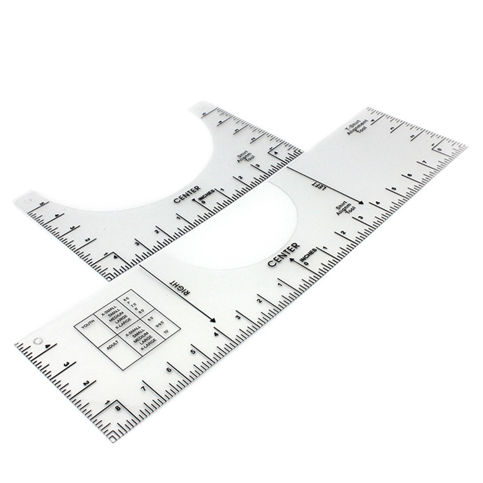 T-Shirt Ruler Guide Alignment Tool High Accuracy T-shirt Round Neckline Measurer Transparent Size Chart Ruler Sewing Accessorie