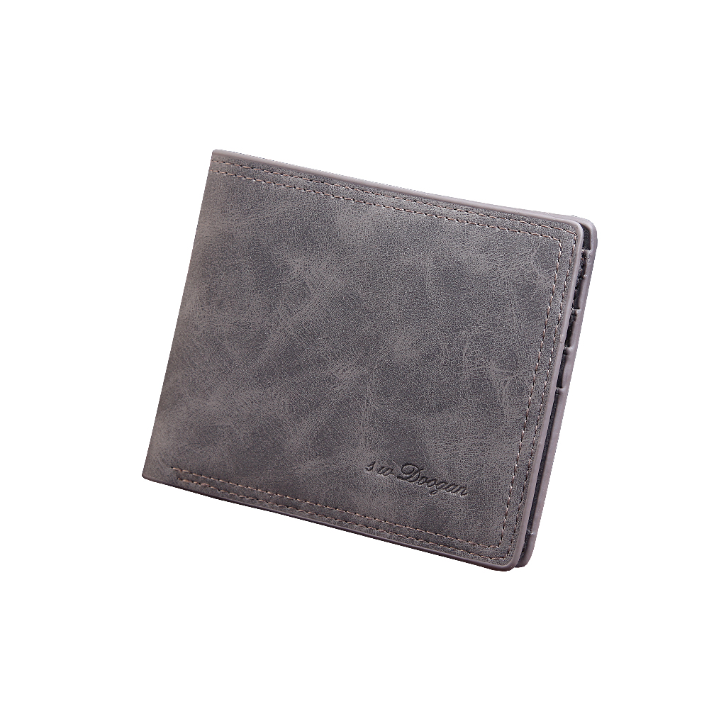 Men's Leather Bifold ID Card Holder Purse Wallet Billfold Handbag Slim Clutch: Dark grey
