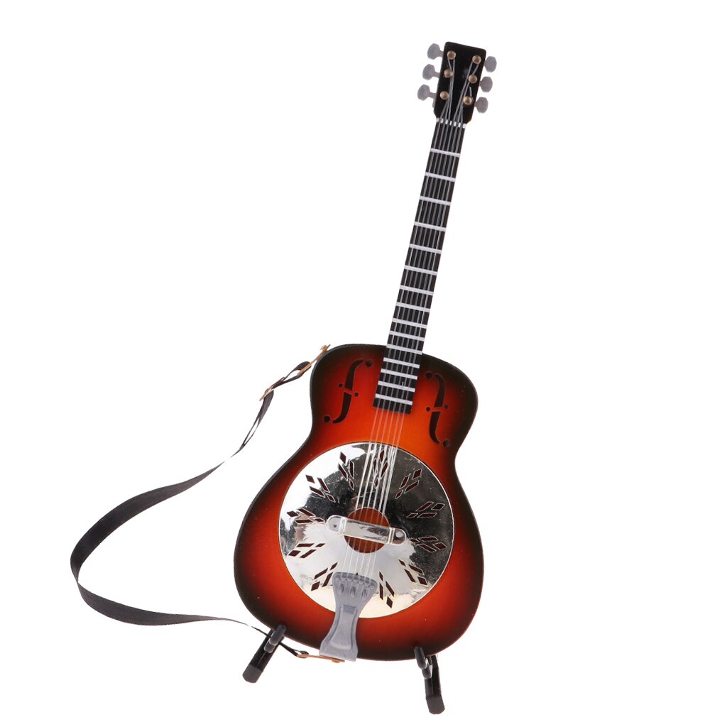 Handmade Wooden Electric Guitar Model with Stand for 1/6 Action Figures 12'' Dolls Accessories #5