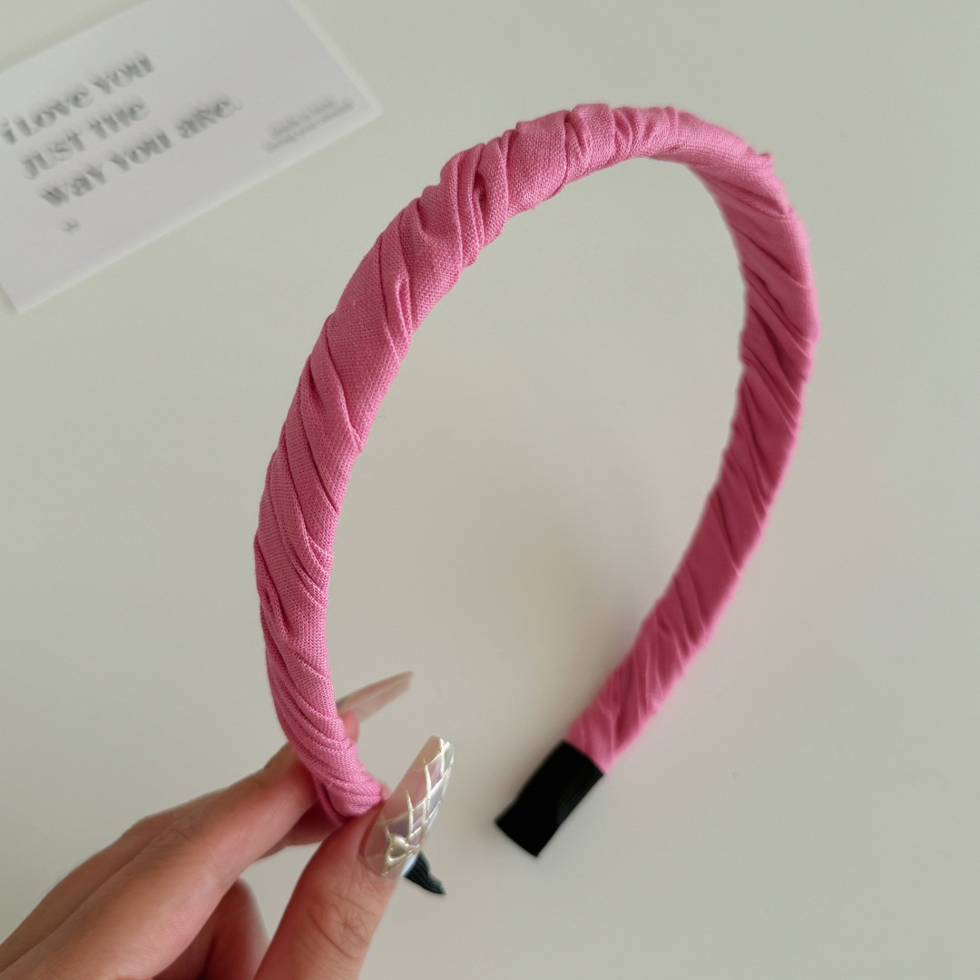Colorful thin Fabric Wrapped Hairband Headband Hair Accessories Hair Jewerlery: Pink