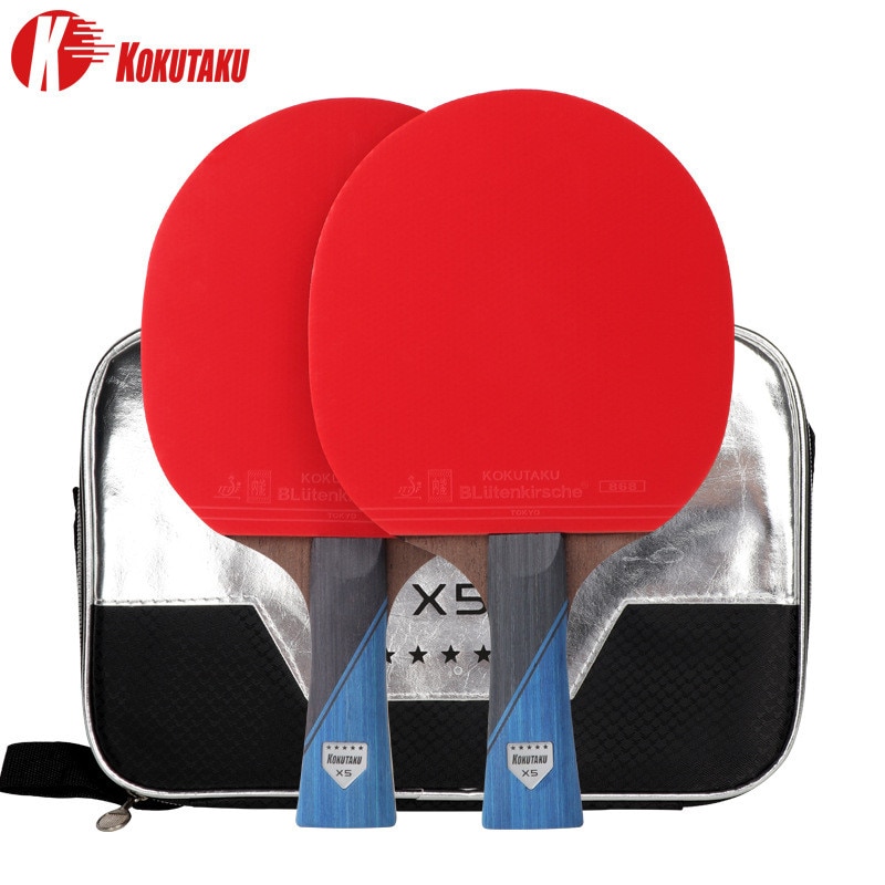 KOKUTAKU-raqueta de tenis de mesa , 5 estrellas, ITTF, pala de ping pong de fibra de carbono, 868, doble cara, granos de goma