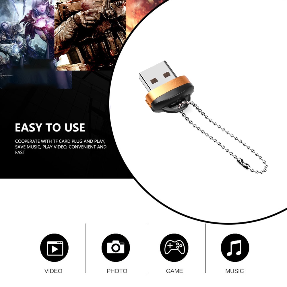 Mini lector de tarjetas USB 2,0 con tapa de plástico, llavero de alta velocidad, tarjeta de memoria Micro SD TF portátil para PC, portátil, cámara de teléfono