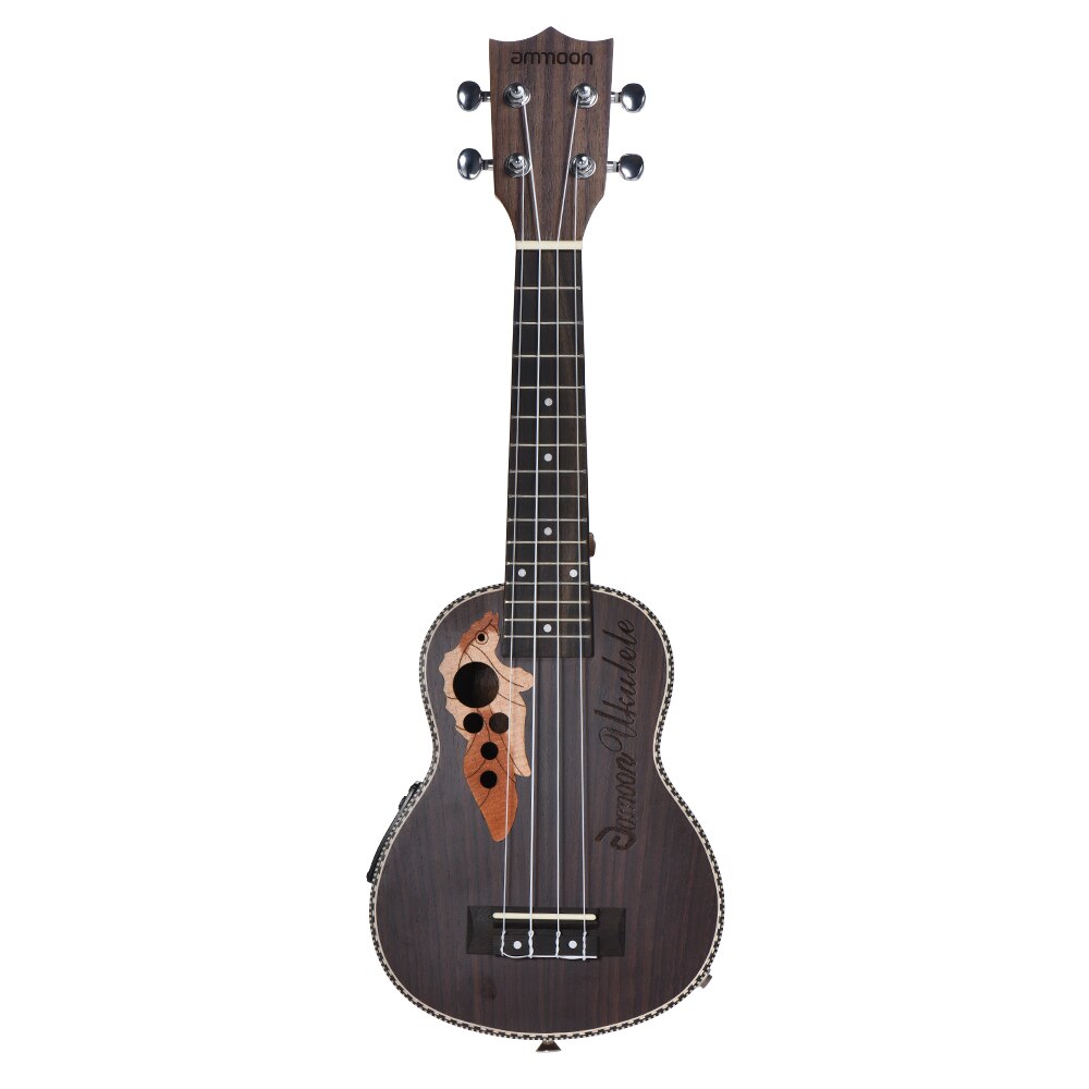 Ammoon-Ukelele de madera de palisandro, 21 pulgadas, con EQ, salida de 6,35mm, 4 cuerdas de nailon, Mini instrumentos de cuerda para guitarra