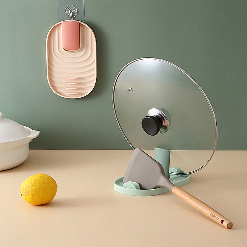 Kitchen Foldable Ladle Spoon Rest Utensil Organizer Spatula Tongs Holder Stand Racks Pot Lid Storage Pad Rack Plastic Lid Holder
