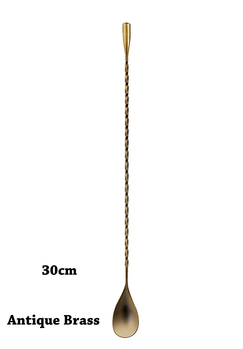 30cm/40cm/50cm Teardrop Cocktail Bar spoon Mixing Spoon 304 Stainless Steel Twisted Mixing Stir Spoon Bar Tool: Antique Brass 30cm