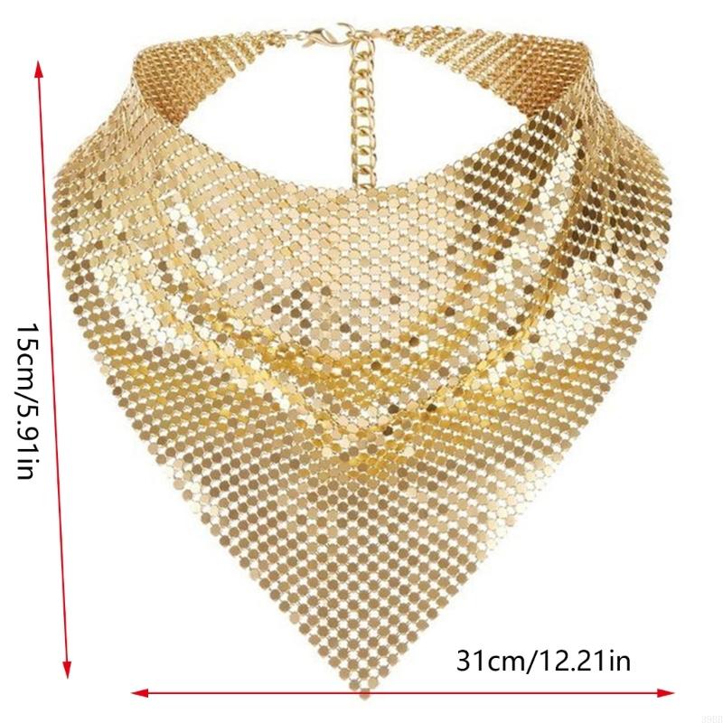 39BB Bufandas metálicas unisex para cuello Pañuelo brillante Bufanda para club Ropa para cuello