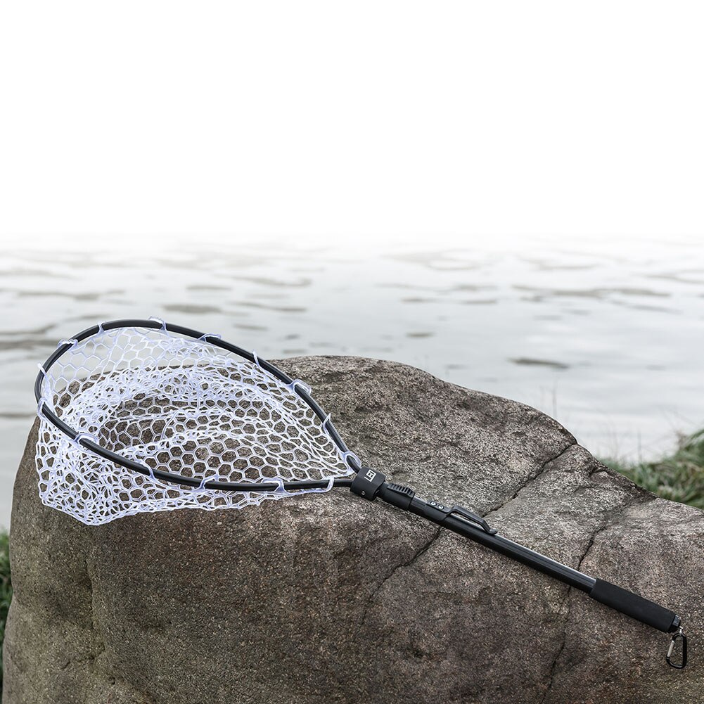 Outdoor Vliegvissen Netto Mesh Aluminium Handvat Rubber Schepnet Vangen En Release Houder Mand Pesca Combo Kit