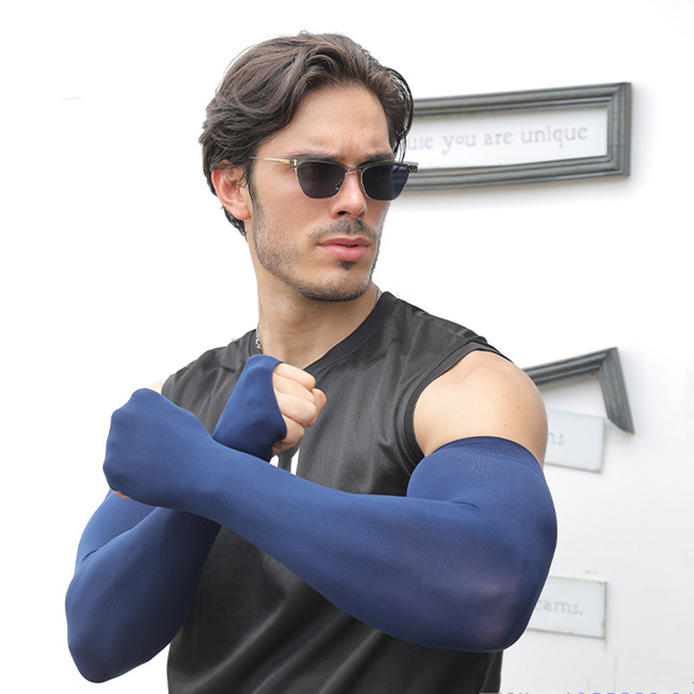 1 Paar Sommer-Sonnenschutz-Ärmel aus Eisseide für Herren, Übergröße, Armschutz, UV-Schutz, Handschuhe, Armstulpen, schnell trocknend, Armwärmer: Kakifarbig