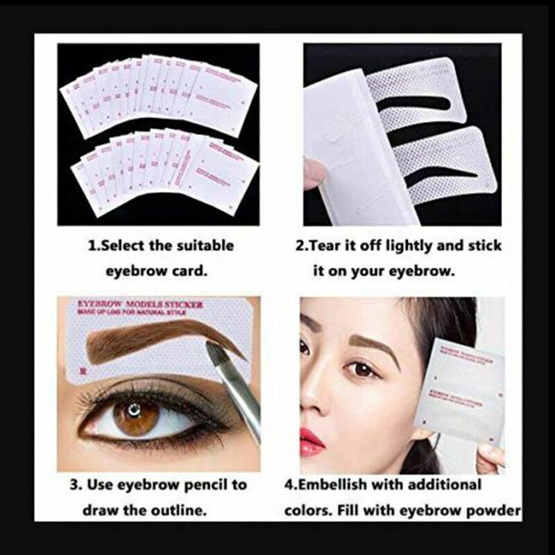 12/24 Pairs Wenkbrauw Stencil Stickers Wenkbrauw Tekening Sjabloon Diy Makeup Tools Eye Make-Up Template Wenkbrauw Kaart Make-Up Sets