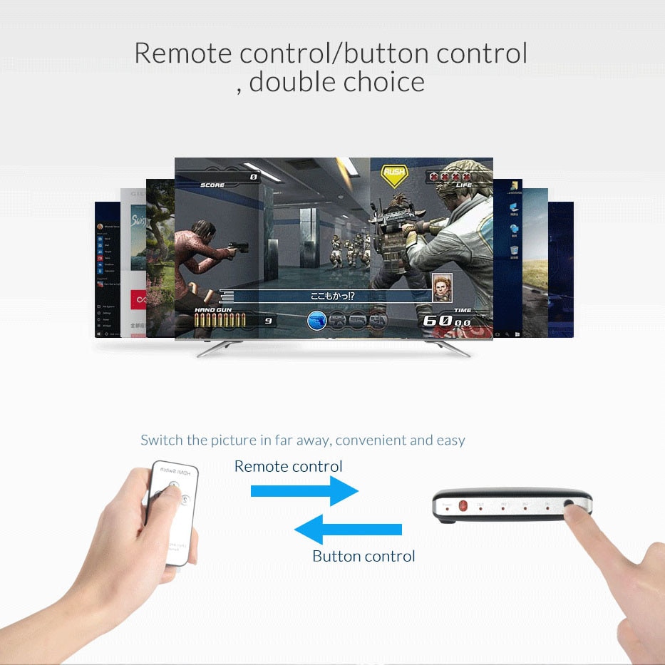 Unnlink hdmi switch 7 x 1 hdmi 2.0 uhd 4k @ 60hz 10 bit hdr hdcp 2.2 3d med ir for xbox one s/x  ps4 pro led smart tv mi box 3 projektor