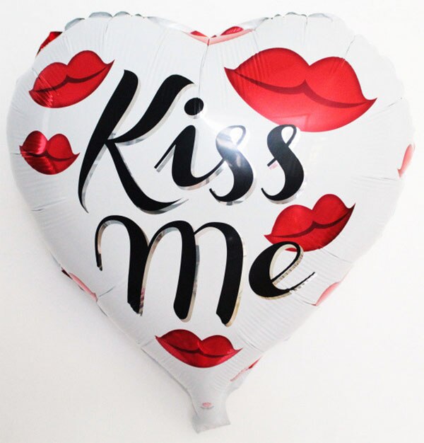 Gratis 50 stks Kus me folie ballonnen valentijnsdag Party gunsten Bruiloft decoratie hartvorm 18 inch