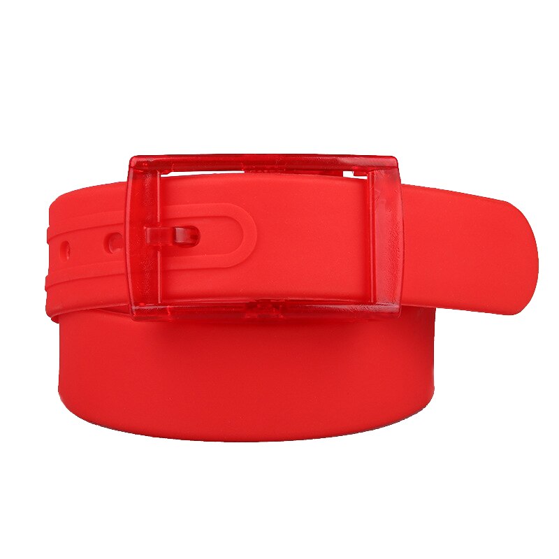 Candy Colors Jelly Rubber Plastic Buckle Belts Adjustable Unisex Women Men Silicone Belt Student Jeans Pants Straps Wristband: Red