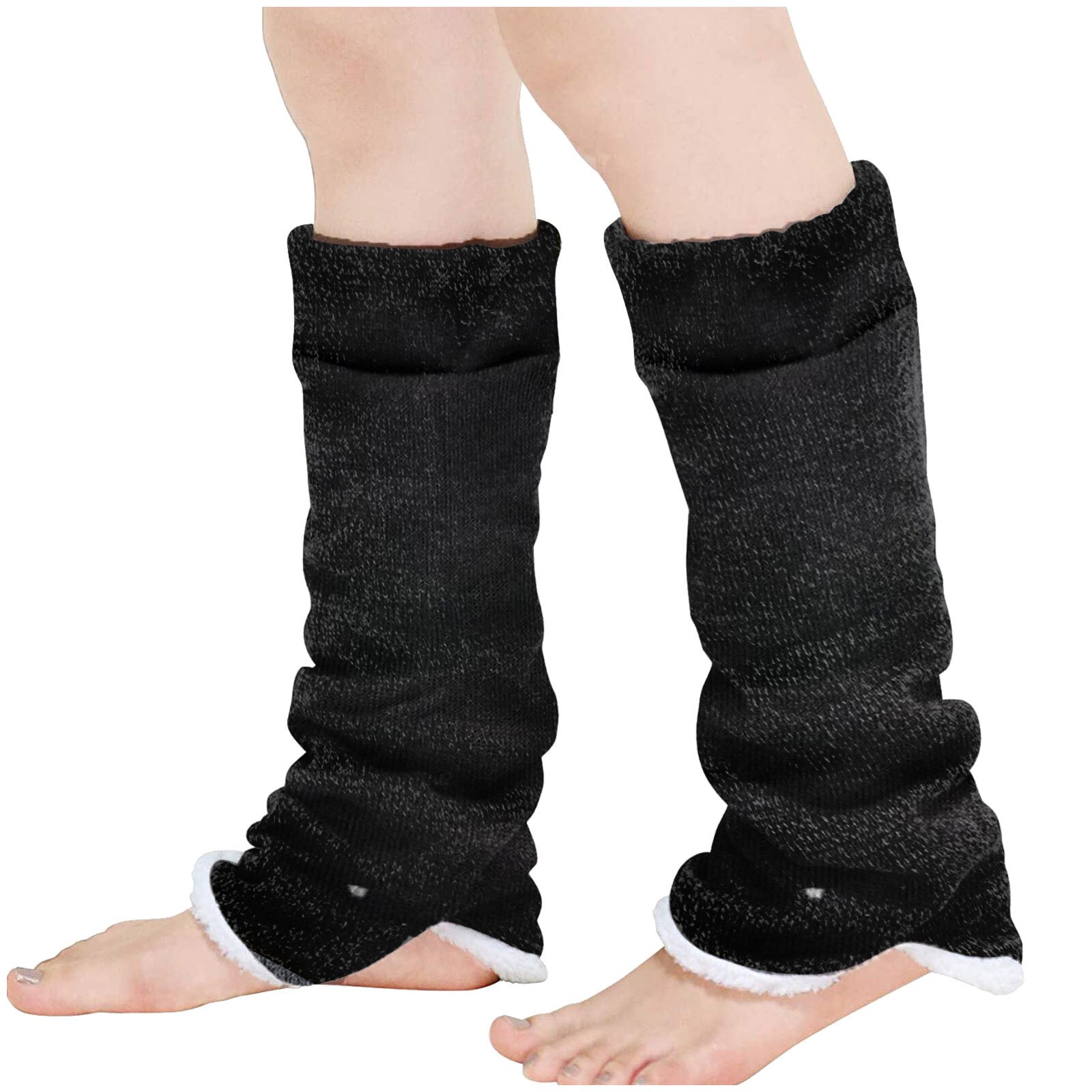 1 Pair Winter Warm Leg Warmer Women Knee High Knitted Solid Crochet Leg Warmers Socks Boot Cuffs Beenwarmers Socks: A