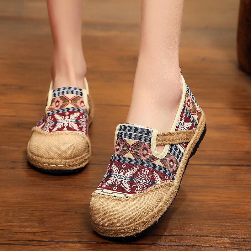 SONDR bordado vintage casual mujeres zapatos chinos planos slip on zapatillas mujer primavera y otoño oxfords punta redonda ayakkabi