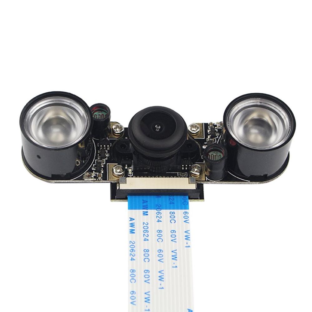 For Raspberry Pi 4 Model B/3B+/3B/2B 5 megapixel fisheye wide-angle night vision camera + light sensor 130 degrees
