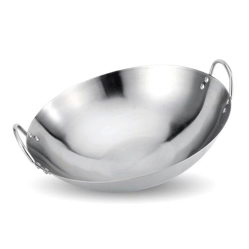 Jern ikke belægning woks gaskomfur traditionel håndlavet gryde enorm manuel smedning wok med binaural 34/40cm dobbelt øre kok stege wok