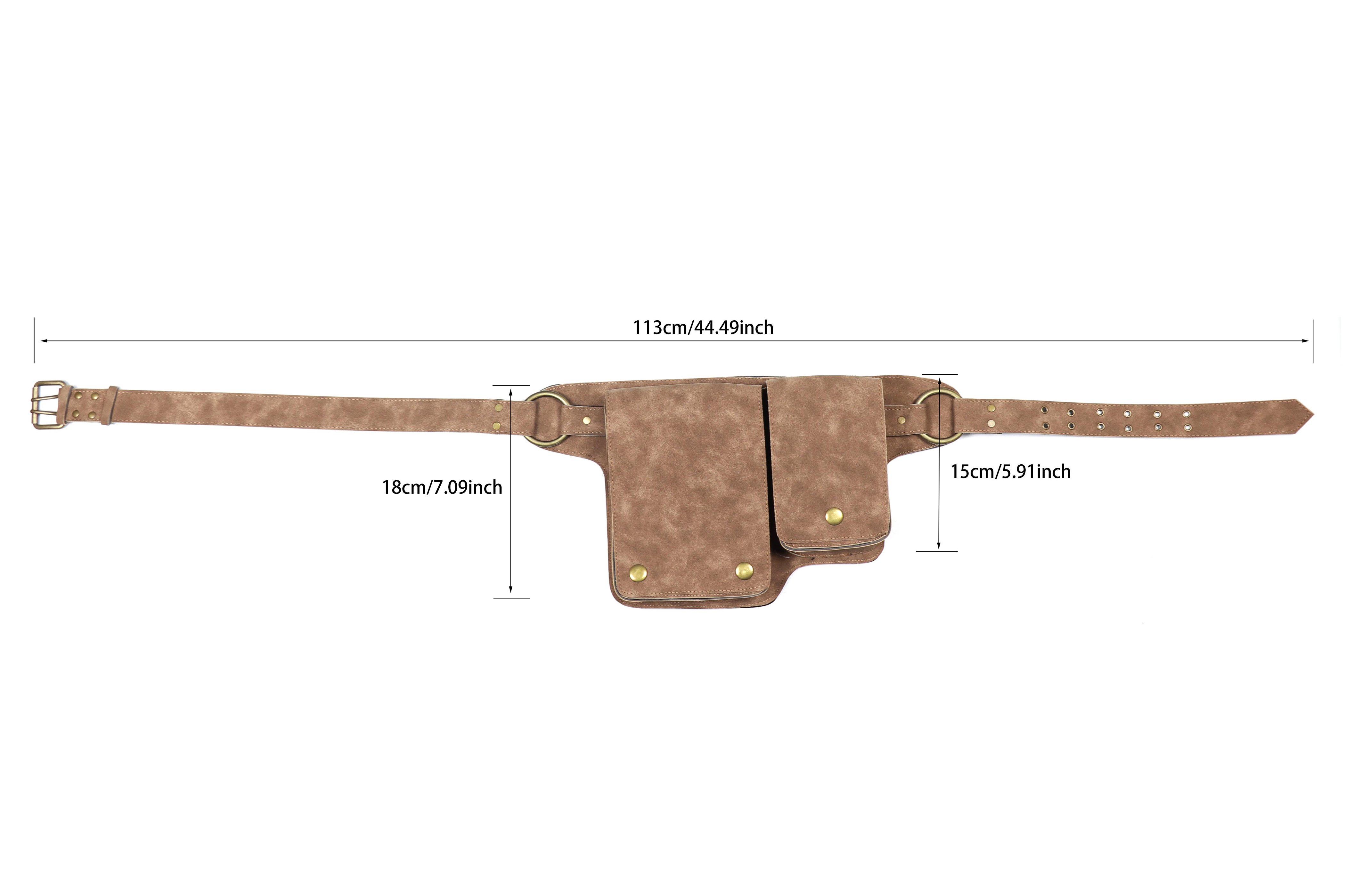 Medieval Adjustable PU Leather Utility Belt Pocket Women Vintage Hip Bag Waist Pack Viking Warrior Larp Cosplay Accessory Wallet