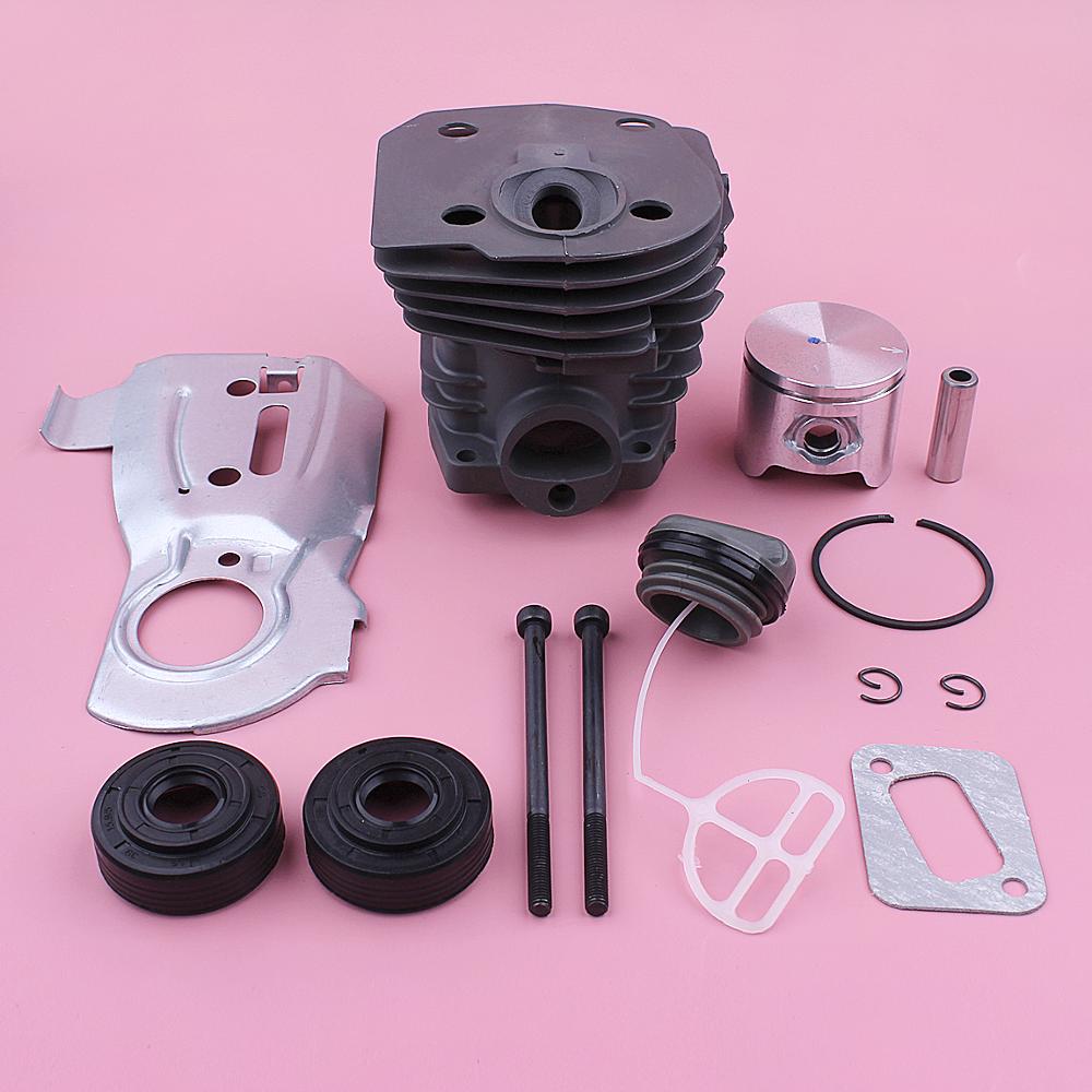 44mm nikasil cylinder top ende genopbygningssæt til husqvarna 340 345 350 motorsav 503869971, 503875701 w olietætning lyddæmper bolt pakning