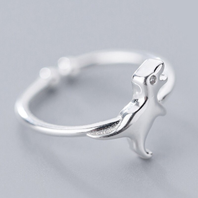 Anillo de plata de primera ley dinosaurio para mujer, sortija, plata esterlina 925, dinosaurio, de amor, chica