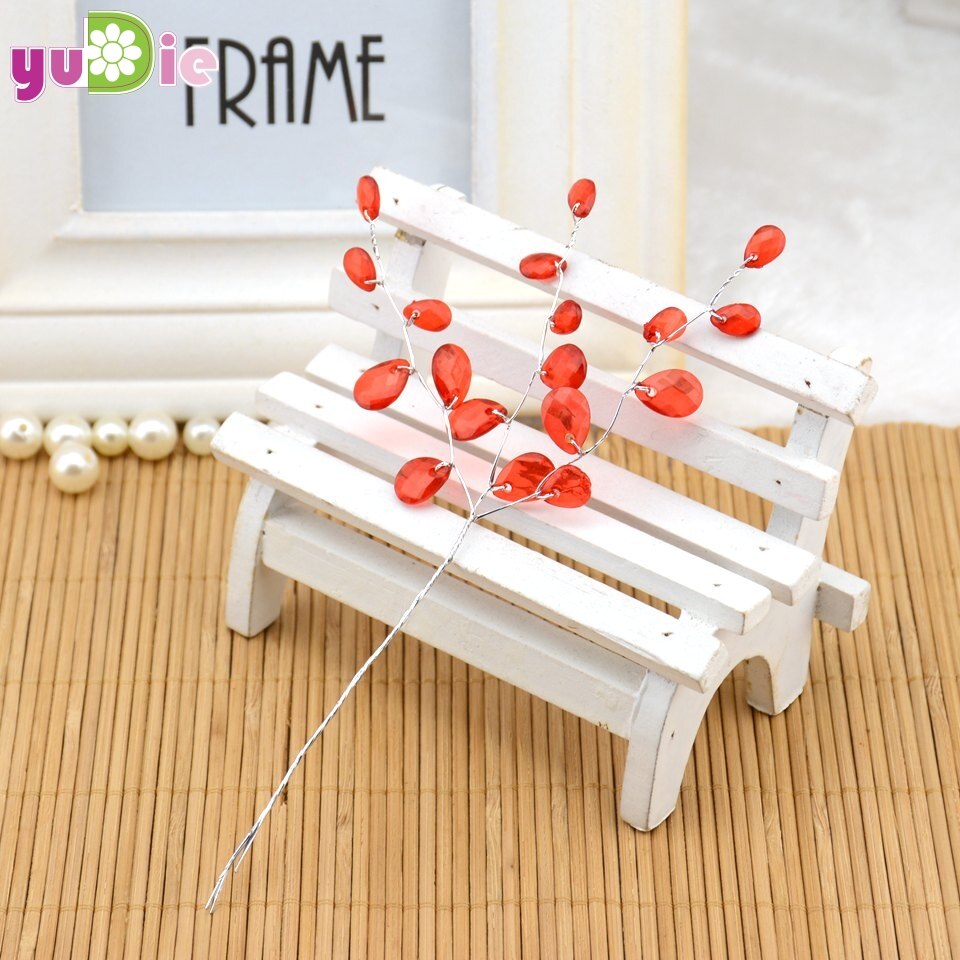 10 Uds gota de agua artificiales acrílico selecciones de flores Diamante de cristal flor ramas para decoración de de boda: Rojo