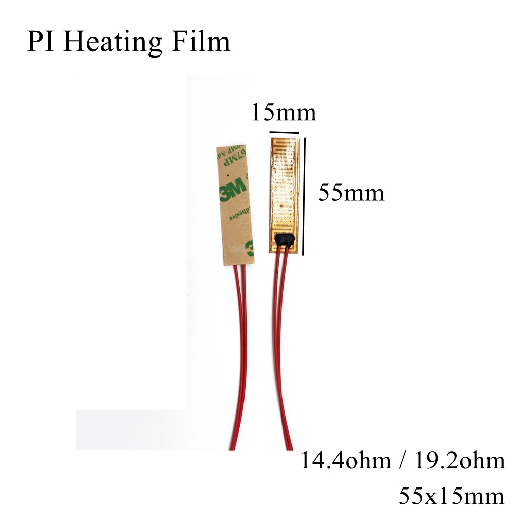 40x40mm 5v 12v 24v 110v 220v pi filme de aquecimento polyimida adesivo aquecedor elétrico placa almofada do painel esteira da folha de combustível tanque de motor de óleo: 55x15mm