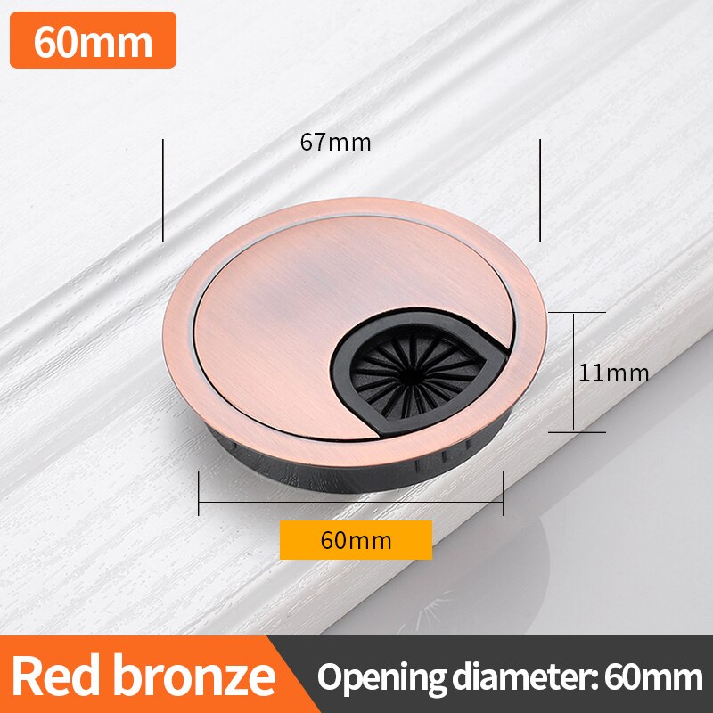 JZPENG Zinc Alloy Round Table Hole Cover Wire Outlet Port Computer PC Desktop Cable Sleeve60MM Wire Frame: Red