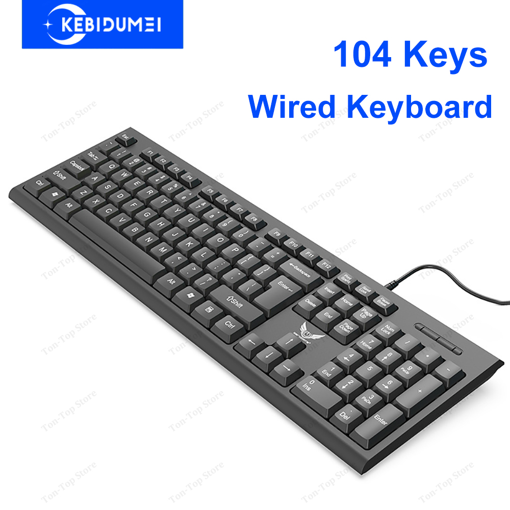 Teclado con cable USB, teclado estándar de 104 teclas, teclado para juegos de ordenador portátil, teclado de membrana, teclado ergonómico para PC, Windows, Mac OS