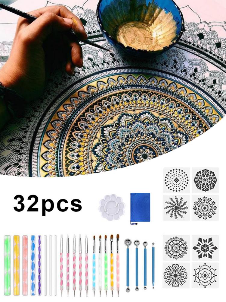 In-stock 32PCS Dotting Painting Tools Set Complete Sculpting Carving Tools Kit Acrylic / Plastic For Rocks Ceramics Art Drawing