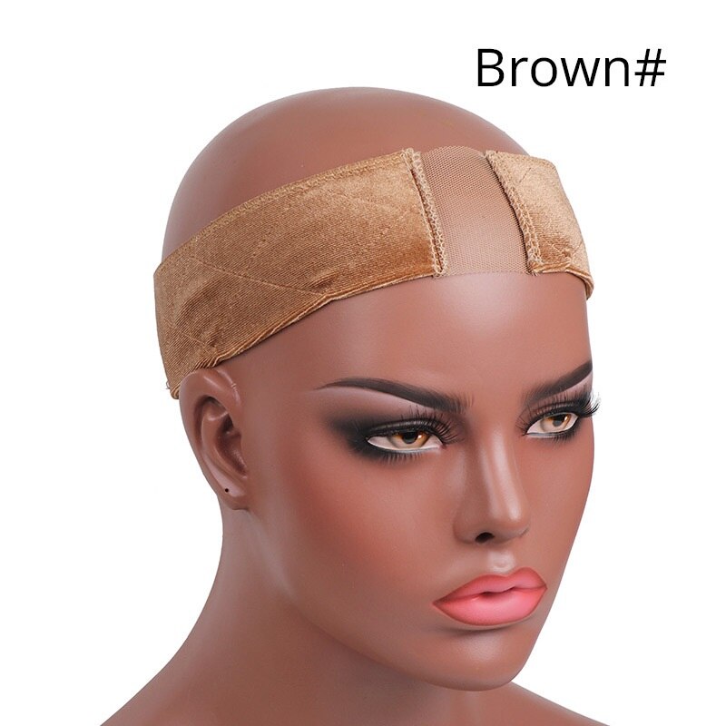 Kant Pruik Grip Hoofdband, Hand Made Antislip Hoofd Band, Pruik Cap Haarband, pruik Hoofdband Met Kant Mesh Verstelbare Bandjes: Brown