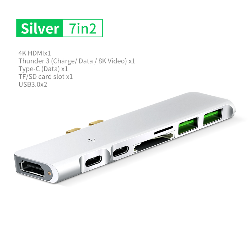 Type-C Naar Hdmi 7 In 1 Docking Station Apple Computer Macbook Pro Converter Usb-C: Sliver