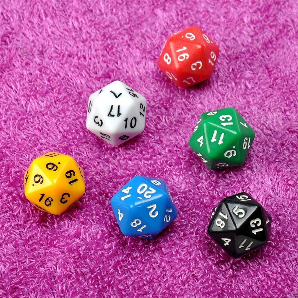 6 Pcs D20 Role Play Games Dices RPG D&D Traditonal Board Game Dices 6 Colors