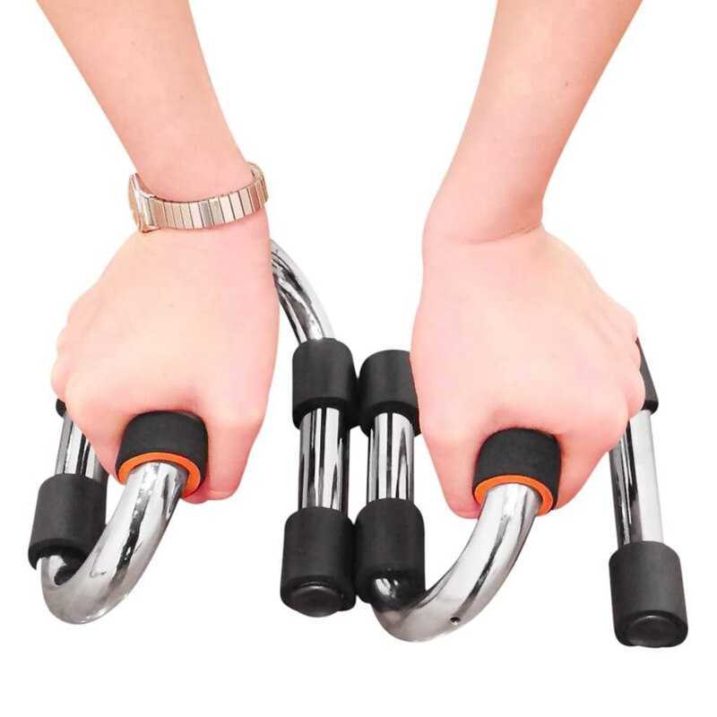 2 stk push up-stænger stærke kromstål pushup-stativ med behageligt skumgreb og skridsikre stænger