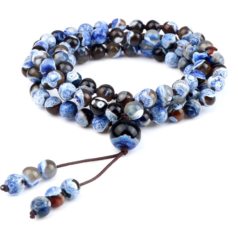 9 herrenarmbänder in verschiedenen stilen , 6mm natürliche blaue und violette achat-onyx-steine , 108 mala-ketten und -armbänder für damen: Feuerachate 1