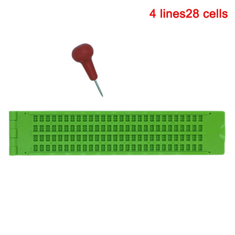 9 linjer 30 celler /4 linjer 28 celler /27 linje 30 celler braille-skriveskifer med stylus  mu8669: Grøn