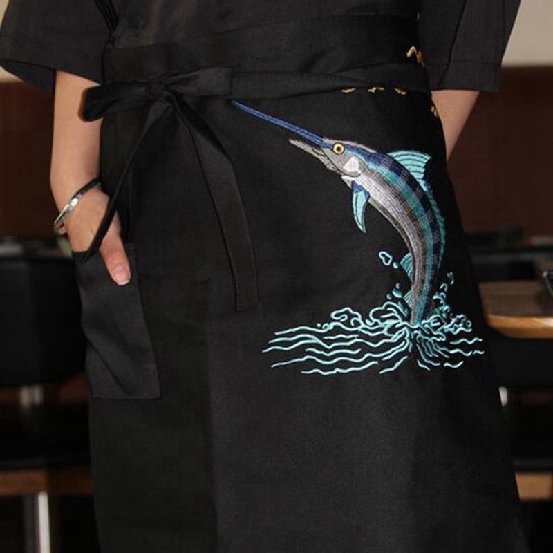 1pcs Sushi Chef Practical Apron Japanese Restaurant Bar Adult Work Uniform Waist Embroidery Unisex DAJ9292: Pattern 2