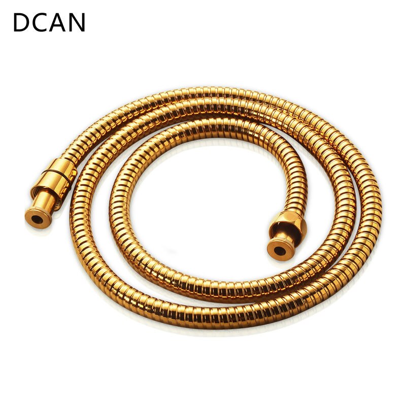 DCAN Sanitair Slangen Badkamer Vervanging Anti-Torsie Douche Slang Dubbele Vergrendeld Flexibele Rvs 1.5 m Goud