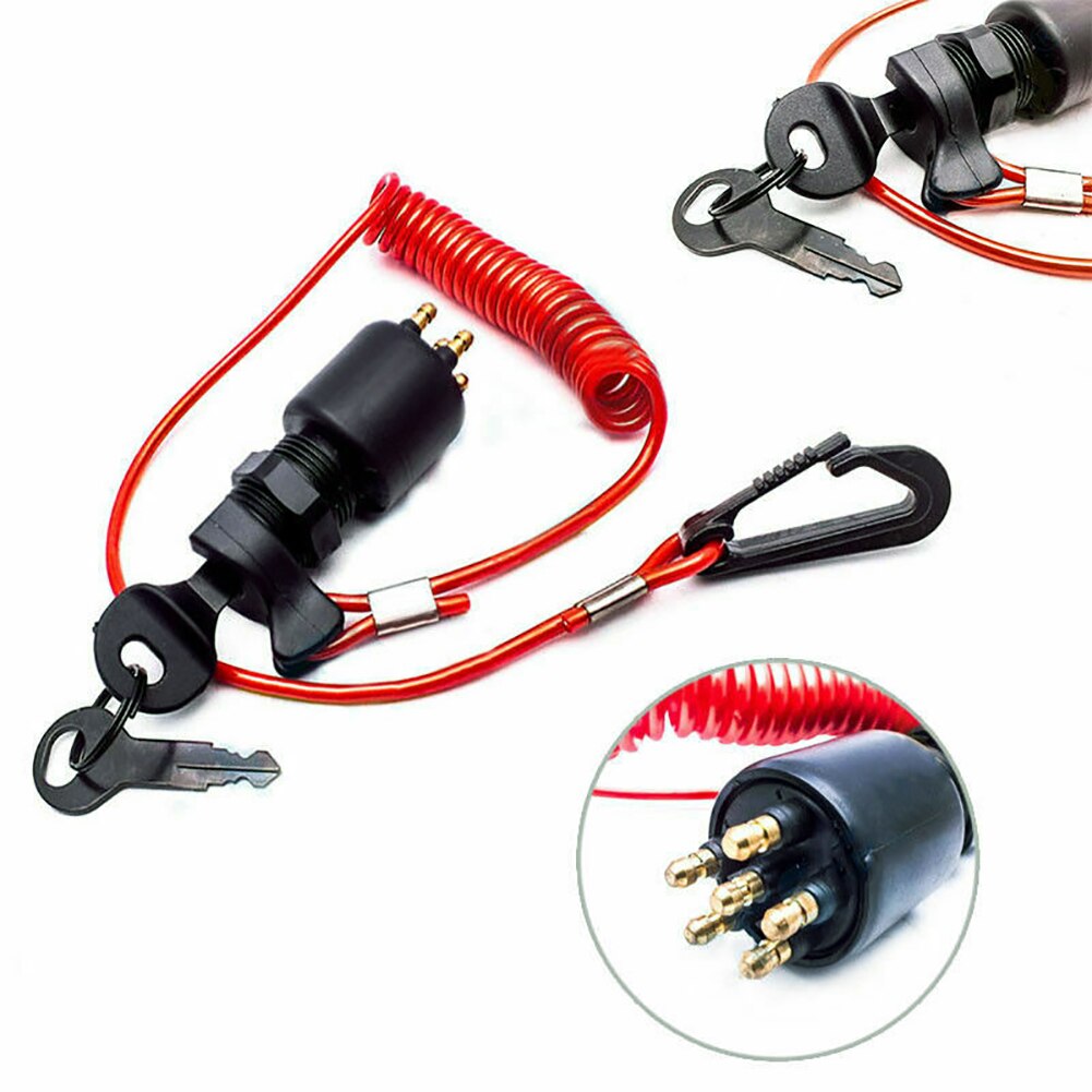 Kit d'assemblage de sangle de sécurité pour interrupteur à clé d'allumage de bateau en métal pour moteur hors-bord OMC BRP Evinrude Johnson 5005801 175974
