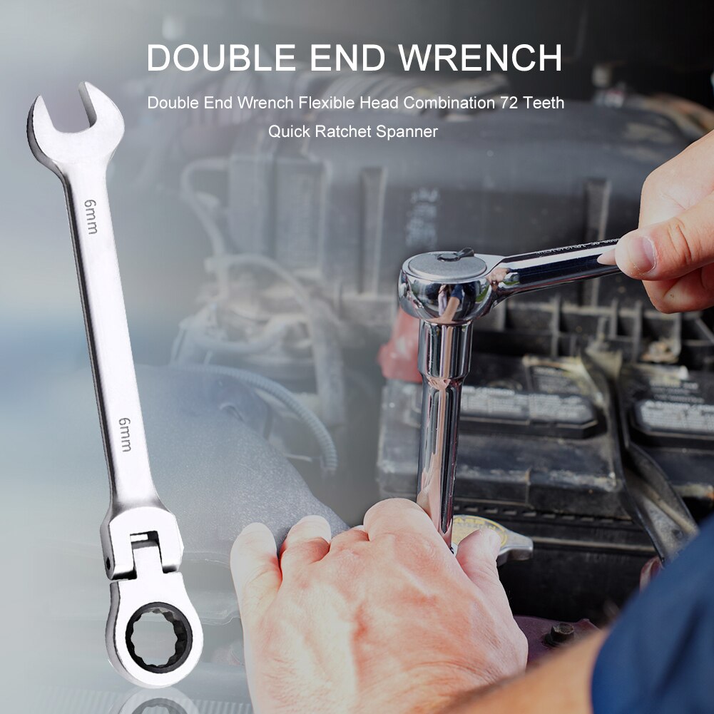 Double End Wrench Tool Set Flexible Head Combination 72 Teeth Quick Ratchet Wrench Dual-use Adjustable Wrench Spanner SheetMetal
