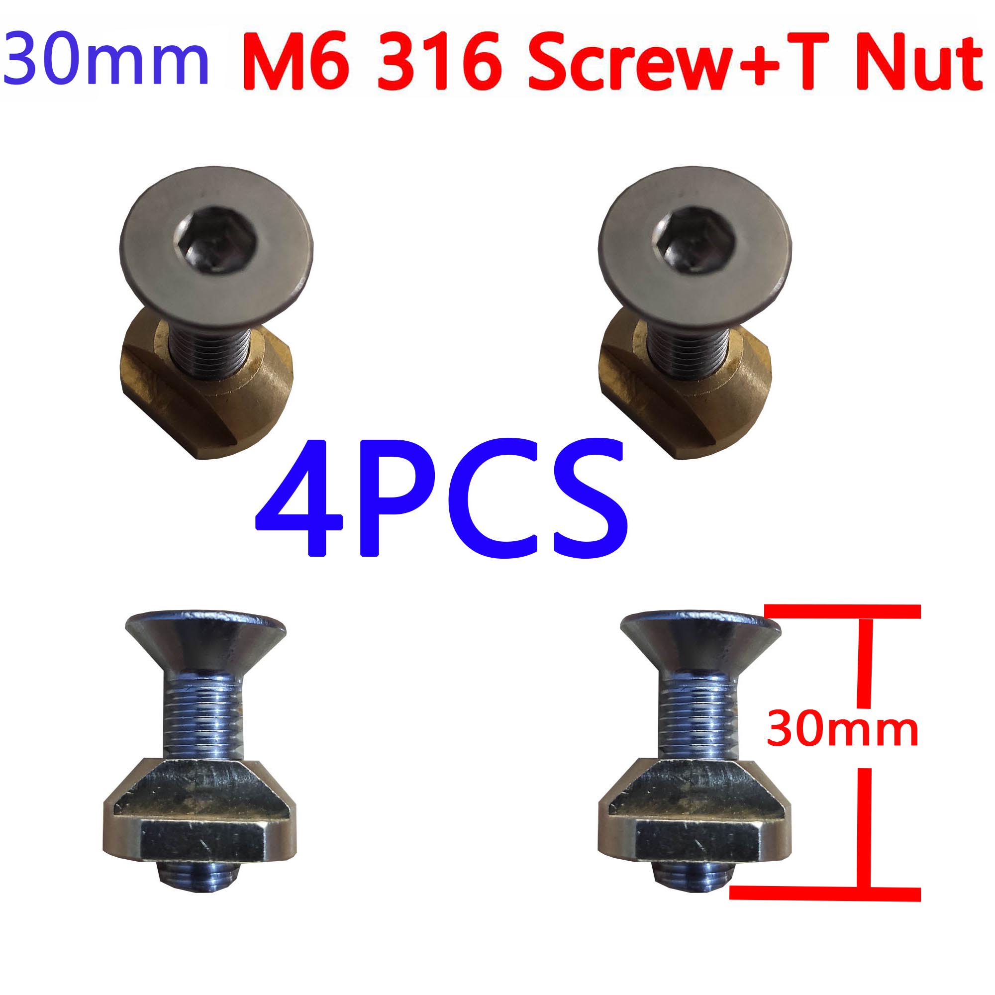 Hydrofoil Mounting Allen wrench 316 screws(25mm and 30mm) and M6 T-Nuts: 4-6-30