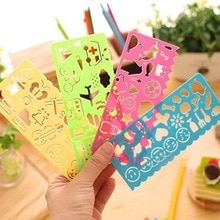 Plantilla de dibujo de símbolos gráficos para niños y estudiantes, regla de Color de caramelo de papelería, regla de plantilla de dibujo, papelería, 4 Uds.