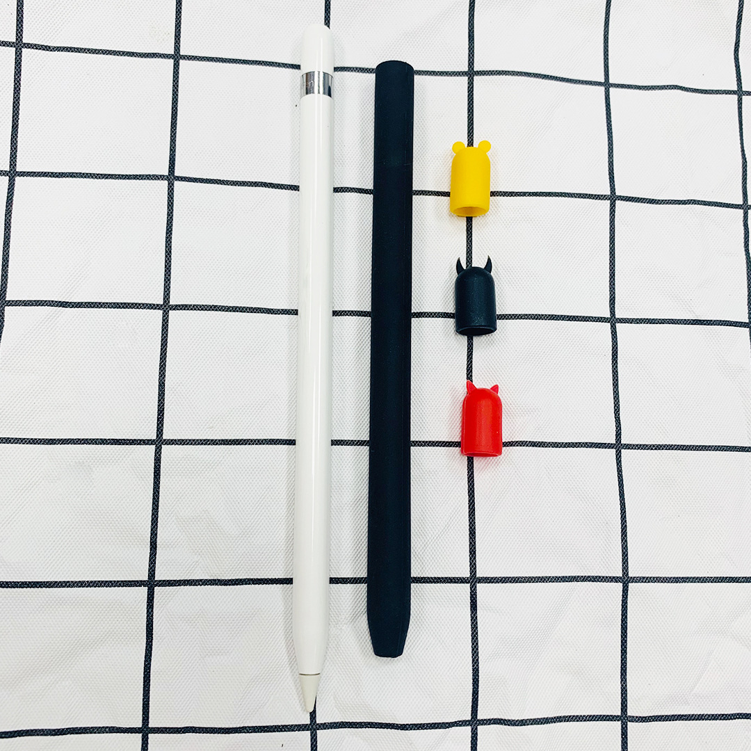 Czteroczęściowy/zestaw TPU silikonowy pokrowiec ochronny pokrywa uchwytu do Apple Pencil 1 2 akcesoria obudowa odporna na zarysowania: Black 2nd