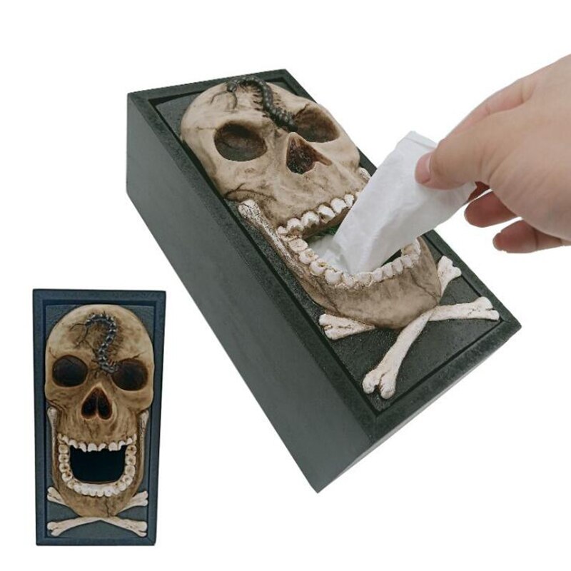 Caja de pañuelos creativa para el hogar, Cráneo divertido, retrato de piedra de ladrillo, orangután, escritorio, sala de estar, baño, caja de pañuelos de resina