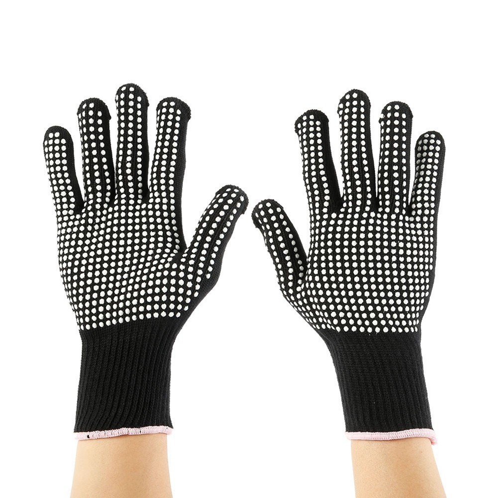 Barbecue anti-brandwerende handschoenen hitte handschoen bestendig bbq oven handschoenen keuken vuurvaste handschoenen anti-slip handschoenen voor bakken koken: Black
