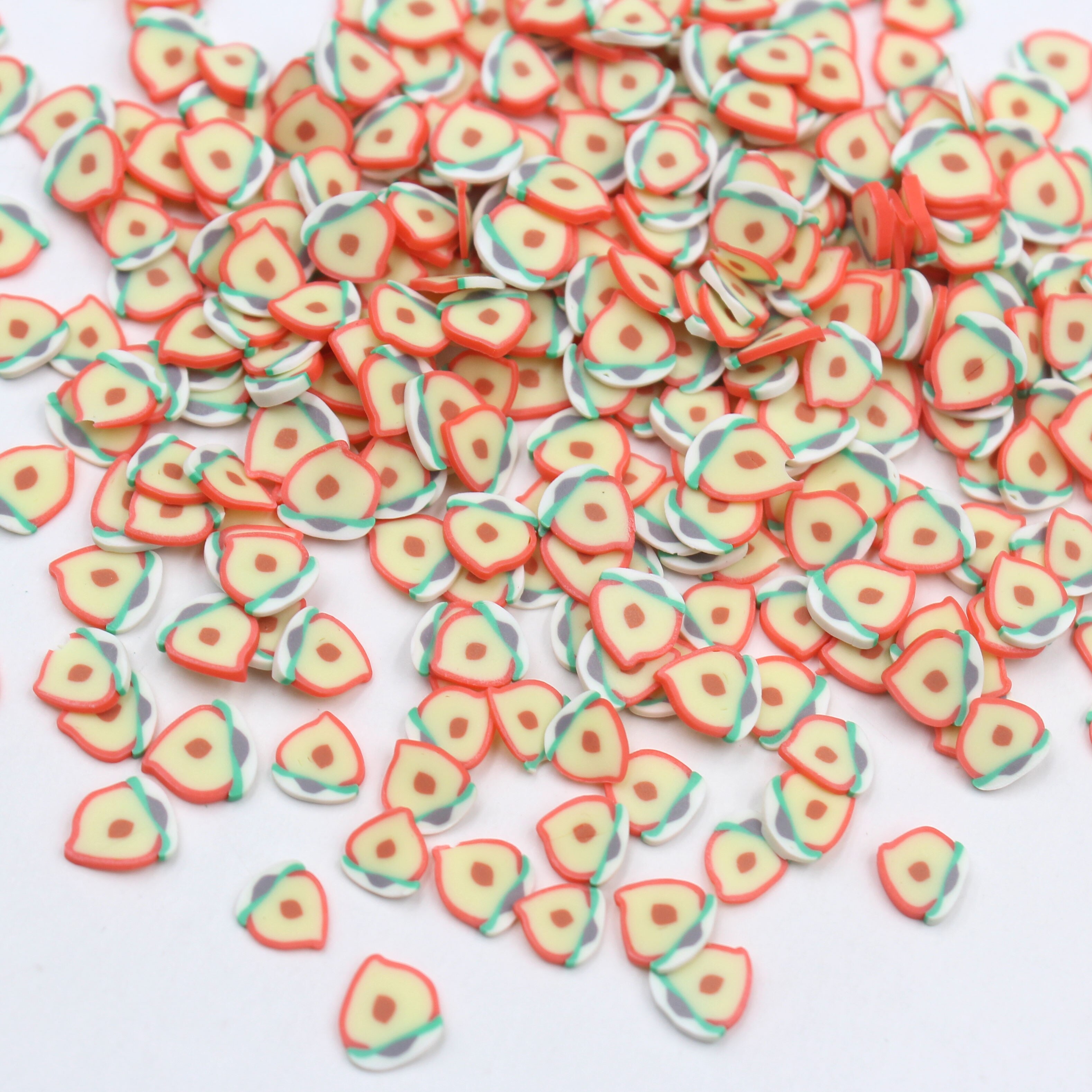 Tranches de pêche en argile polymère, 100 g/Lot, arrosages de Fruits pour la décoration artistique et Mobile, artisanat de bricolage, accessoires de remplissage