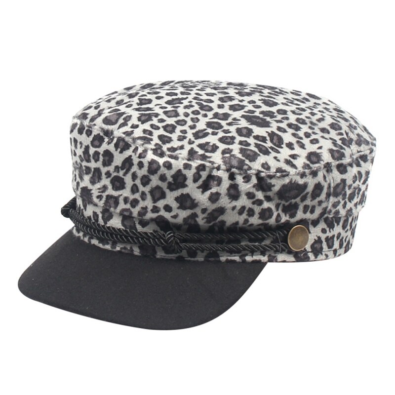 Ins viseras de leopardo boina de mujer Otoño e Invierno Retro viseras planas: C