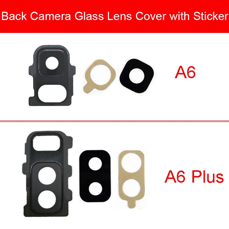 Bagside kamera linse med mærkat til samsung galaxy  a6 a6 plus  a600 a605 bagkamera glas dæksel ramme reservedele reparationsdele