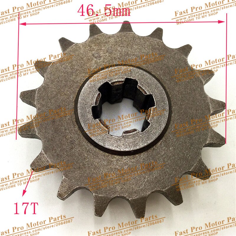 T8F 11 14 17 20 T Tand Koppeling Versnellingsbak Front Pinion Sprocket voor 47cc 49cc 2 Takt ATV Quad Dirt Pocket Mini Motor Bike: 17T