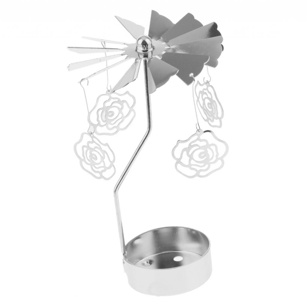 1x Thee Licht Kaars Houder Zilver Roterende Stijl Kandelaar Xmas Decor: Rose